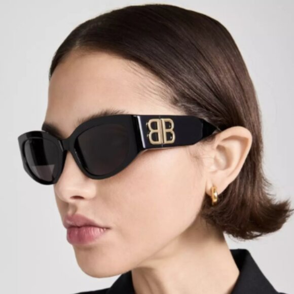 NEW BB0324SK 002 BALENCIAGA BLACK WOMEN BALENCIAGA SUNGLASSES BB0324SK - Picture 4 of 12